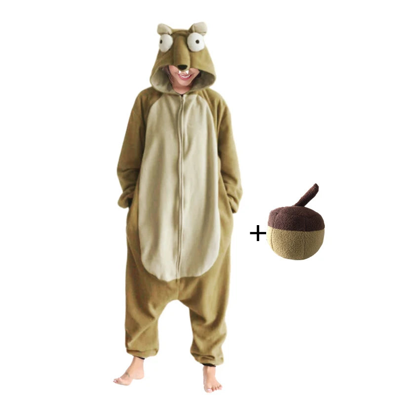 Glacier Squirrel Zipper Pajamas