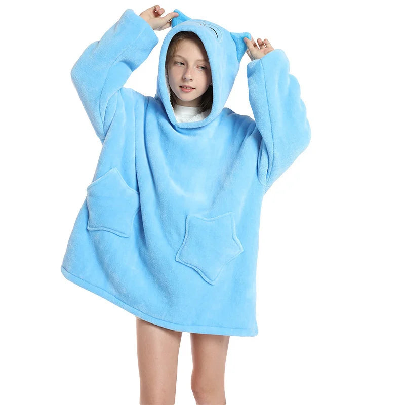 Blue Kids Oversize Blanket Hoodie
