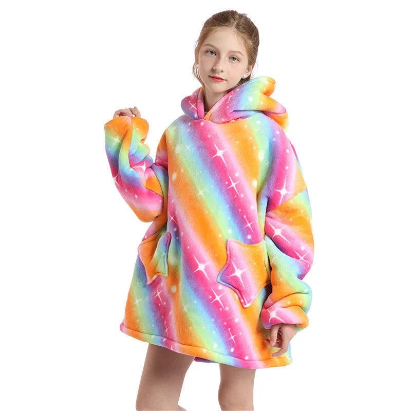 Color Stripes 1 Kids Oversize Blanket Hoodie