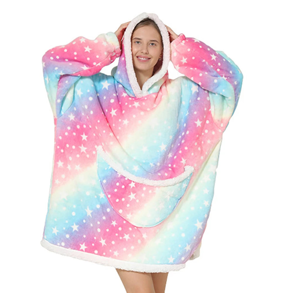 Color Stripes 2 Short Oversized Blanket Hoodie
