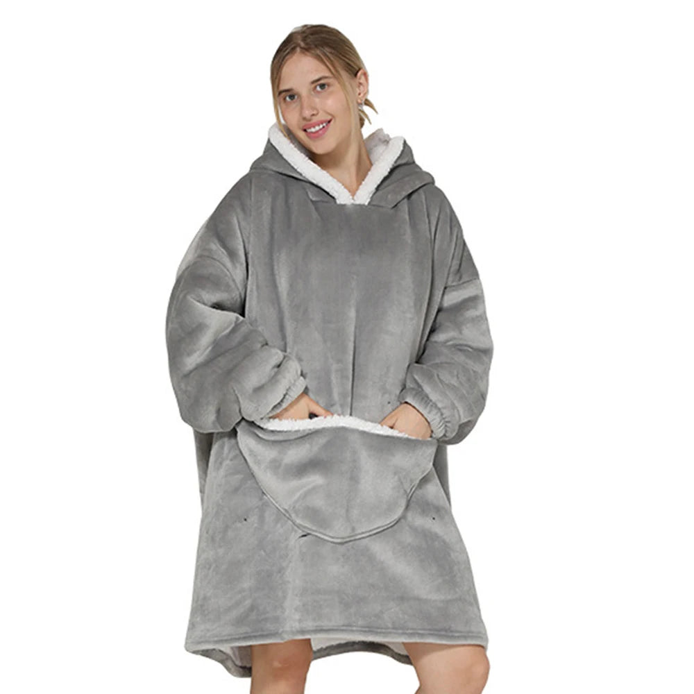 Grey Short Oversized Blanket Hoodie