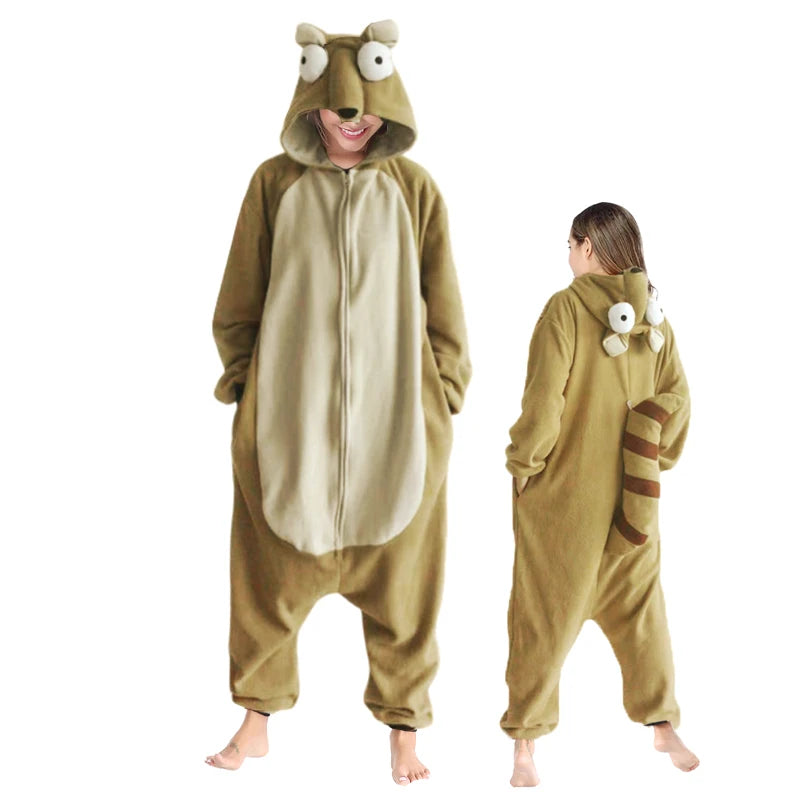 Glacier Squirrel Zipper Pajamas