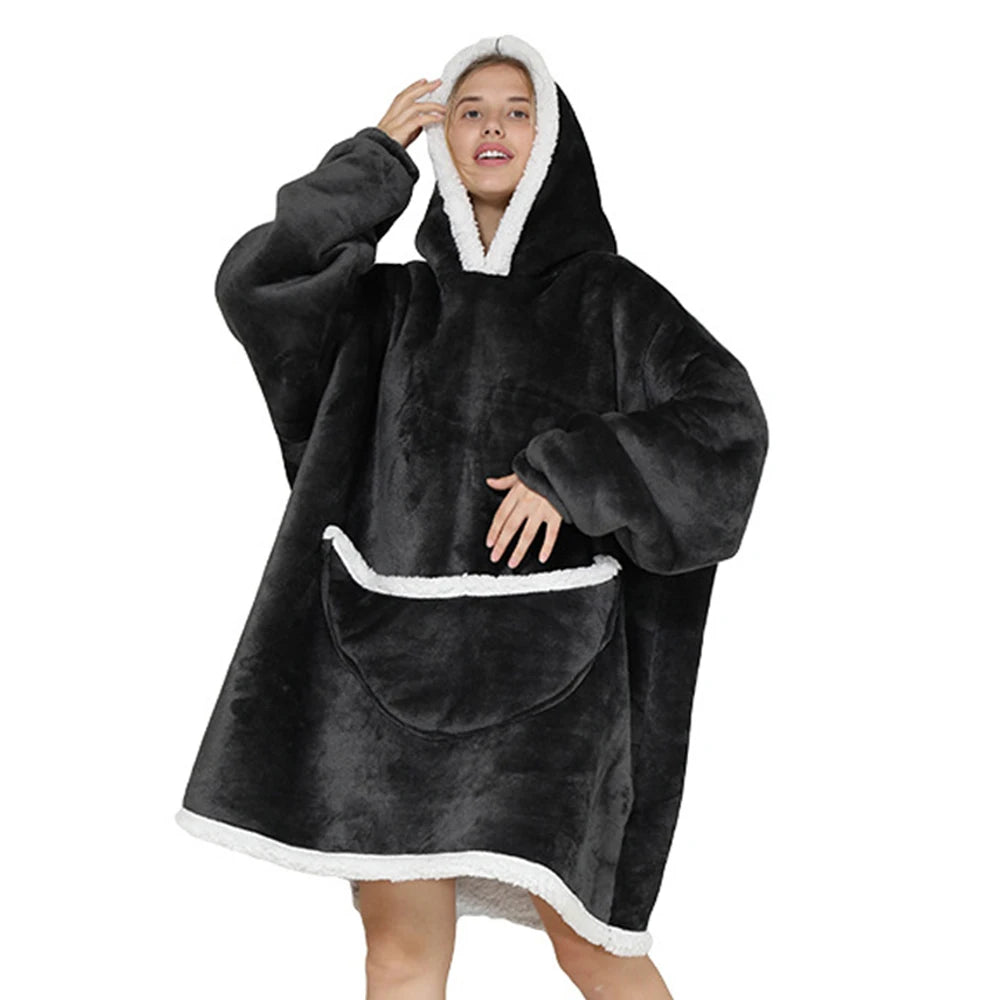 Black Short Oversized Blanket Hoodie