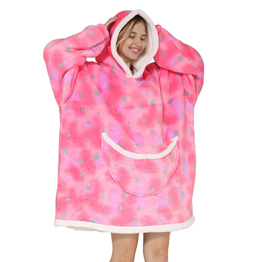Pink Short Oversized Blanket Hoodie