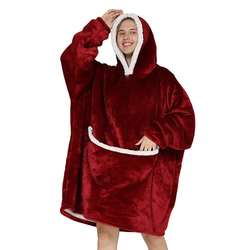 Red Short Oversized Blanket Hoodie