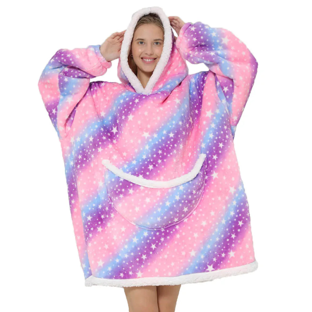 Color Stripes 3 Short Oversized Blanket Hoodie