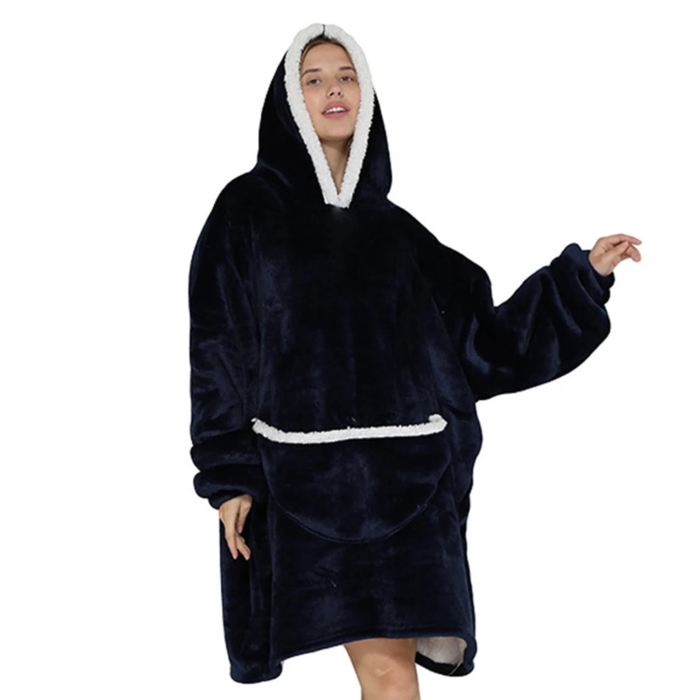 Navy Short Oversized Blanket Hoodie